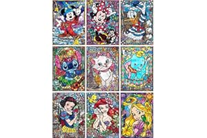 LWZAYS 9-Pack Princess Diamond Painting Kits for Adults - Diamond Art Kits for Adults, Crystal Art Kits for Adults, Gem Art Kits for Adults for Home Wall Decor Gift (30x40 cm)