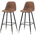 MEUBLE COSY Esszimmerstühle 2er Set – Retro Design, Kunstleder Bezug, Metallbeine, Ergonomisch