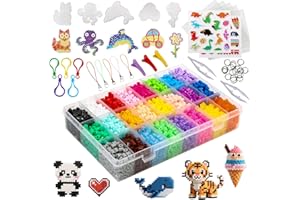 DONGZHI 24 Farben 5mm Leucht-Bügelperlen (11.000) mit Platten & Box | Nachthaftendes Set ab 6 | Für Halloween-Nachtprojekte