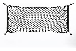 BROCO Car Cargo Net, Adjustable Elastic Nylon Plastic Car Storage Bag Car Trunk Storage Net for campervans, SUV, Truck (100x40cm, Black)