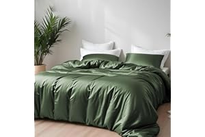 LINENWALAS 100% Natural Bamboo 3-Piece Duvet Cover Set with Zipper and Corner Ties- Softest Cool Bedding Perfect for Skincare (King, Avocado Green)
