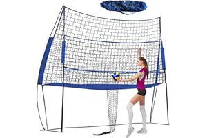 DHQCQL Volleyballnetz Trainingssystem, Tragbares 3-in-1 Volleyball Netz mit Tragetasche, Höhenverstellbar Volleyball-Rebounder für Hinterhof-Schlägerteam Solo-Trainingsgeräte, 2.44 * 3.35 M
