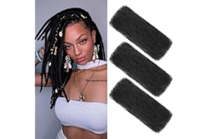XIIMENALU Afro Kinky Curly Braiding Bulk Hair For Mini Twists Afro Kinkys Bulk Synthetic Hair Cuban Twist Hair Soft Locs Micro Spring Twist For Dreadlocks Loc Repair (1B#, 14 Inch (Pack of 3))