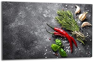 TMK ARTDEKO TMK | Piastra di copertura per fornelli, 80 x 52 cm, 1 pezzo, copertura per piano cottura a induzione, protezione da schizzi e tagliere, spezie peperoni