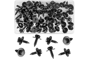 YWCHOSHE 55 Pcs Hex Head Tek Self Tapping Screws with Gaskets, 5.5-6mmx19mm Self-Drilling Hex Head Bolts Screws with Captive Loose Washers for Car Auto Body Fender and Bumper Guard Plate Fixings