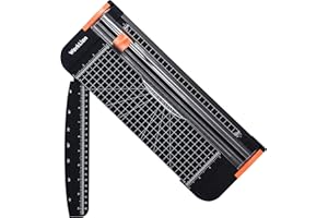 WORKLION Taglierina per Carta, Strumento per Scrapbooking Con Lama di Sicurezza per Fogli A4, Tagliare Carte Regalo, Coupon, Etichette, cartoncini, Foto, Capacità 12 Fogli (Nero)