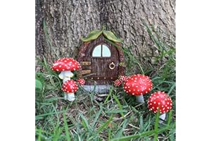 ‎OKESYO OKESYO Elfentür Wichteltür Feentür Garten, Feentür Garten Feen Wichteltür Gartendeko, Retro Elfen Fenster Türen, Harz Fenster Für Bäume, Wetterfest Leuchtend Elfentür Baum für Gärten Bäume