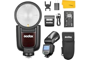 GODOX V1 Pro C V1Pro C Flash Testa Rotonda Compatibile con Canon, Speedlite Strobo Luce Flash V1 Pro TTL Wireless 2.4G con batteria al litio e Sub-flash Staccabile, Supporto Type-C