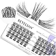 BEYELIAN Cluster Lashes, C Curl Individual Lashes, Cluster Eyelash Extensions 48 Pcs 0.07mm 10-16mm Mixed DIY Lash Clusters Reusable Super Thin Clear Band Eyelashes at Home (Twin Flowers)