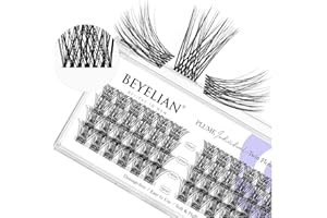 BEYELIAN DIY Eyelash Extension,Individual Cluster Pestañas Postizas Naturales, Pestañas Postizas en Casa Super Thin Clear Band 48 Lash Clusters Mix