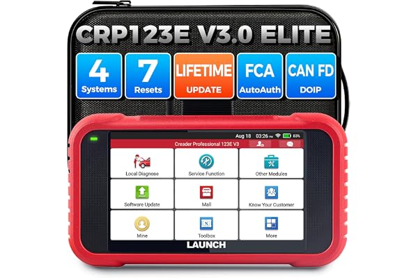 Launch Valise Diagnostic Auto Launch CRP123E V3.0 Diagnostic Voiture 4 Système Moteur ABS SRS at Diagnostic Voiture 7 Réinitialisations Huile EPB SAS BMS accélérateur DPF Réinitialisation Purge ABS