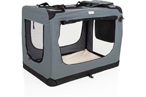 Fabric Dog Crate in Grey, XL Size 90cm, Cat Pet Carrier by Cozy Pet Folding Transport Travel Cage Ideal for Dogs, Puppies, Cats, Rabbits, etc. FDC-XL-GR