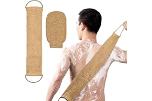 Cozlly Rückenschrubber Peeling für Dusche, 100% Natürlicher Sisal Rückenschrubber Band und Peelinghandschuh Körper, Duschhandschuhe Peeling, Massagegurt für Rücken Dusche