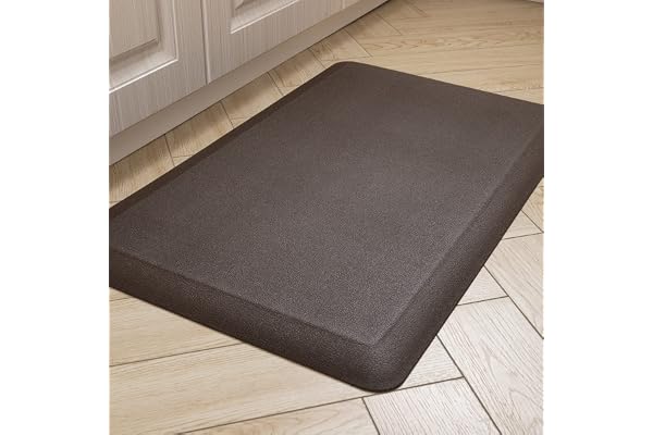 Carvapet Anti-trötthet köksmatta 20 mm tjocka vadderade köksmattor golvmattor PVC vattentät löparmatta för stående skrivbord, kök, kontor (brun, 44 x 70 cm)
