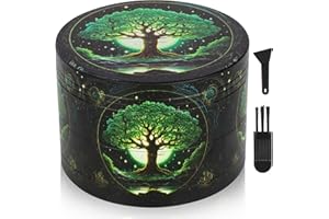 LHOEST Młynek do przypraw, duży kruszarka, 63 mm, 40 ząbków mielących, młynek do przypraw z drzewem, metalowy młynek 4-częściowy zestaw do przypraw i pyłków