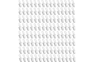 KFSCIP 120 Pcs Sliver Stainless Steel Shower Curtain Clips & Rings - For String Light, Party, Photos & Art Supplies