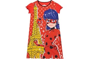 Miraculous Koszula Nocna | Dziewczęca Koszula Nocna W Kropki | Koszulka Nocna Tikki Dla Dziewczynek | Czerwona Sukienka Wieczorowa Z Rękawami Z Falbankami