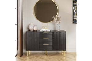GFW Nervata Sideboard Cabinet Living Dining Room Black