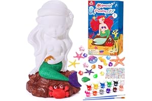 vamei Regalo Bambina Salvadanaio Sirena Fai da Te Kit di Pittura per Bambini Sirena Lavoretti Creativi Giocattolo Bambina per Pittura 4 5 6 7 8 9 Anni Compleanno Natale Non Ceramico & Non Fragile
