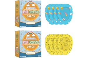 ANDICAGE Adhesive Eye Patches for Kids 60pcs/2 Boxes Breathable Fabric Adhesive Bandages for Girls Boys with Lazy Eye Amblyopia, Cute Cartoon Design
