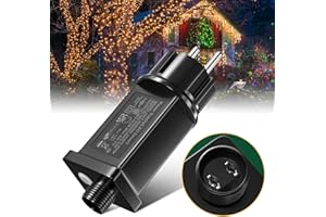 Tobebright Transformateur LED 31V 6W, IP44 Alimentation LED Basse Tension avec 8 Modes, Fonction de Minuterie, Adaptateur de Remplacement LED pour Éclairage de Noël Rideau Lumineux