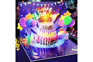 ‎FITMITE FITMITE Geburtstagskarte, Ausblasbare Kerze 3D Pop Up Karte Geburtstag, Licht und Musik Geburtstagskarten Lustig für Frauen Männer Kinder Mädchen Freundin mit Umschlägen