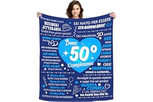 ACAROMAY Regali per un 50 Anni Maschio, Regali di Compleanno per 50° Uomo Compleanno Coperta Regali per Lui Papà Amico Zio Nonno Compleanno Decorazione Coperta Divano Ufficio Coperta (50 Anni-Lui)