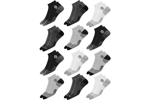 SWAGR 12 Pairs Sports Cotton Ankle Length Socks for Men, Pack of 12., Assorted