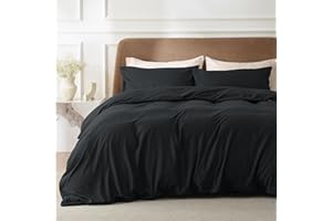 Bedsure King Size Bedding Set - Kingsize Brushed Microfiber Duvet Cover Set with Zipper Closure, Black Bed Quilt Cover with 2 Pillowcases, Black