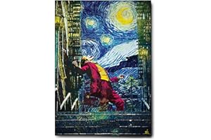 Giallobus - Quadro - 06 - Joker Starry Night - Tela Canvas Telaio Standard - 100x140 - Pronto da Appendere - Quadri Moderni per la casa