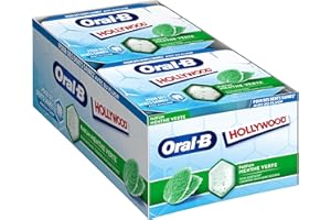 MONDELEZ INTERNATIONAL Hollywood Oral B - Chewing-Gum Sans Sucre Au Fluor - Parfum Menthe Verte - Soin Dentaire - Pour des Dents Saines - Haleine Fraîche - Lot de 12 Étuis de 10 Dragées