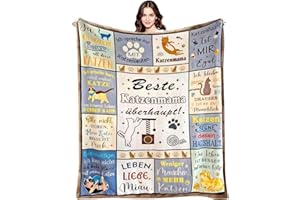ZJKUBOIS Geschenk für Katzenliebhaber, Kuscheldecke Katzenmotiv Sofadecken 150x130cm, Katzen Deko Geschenke für Frauen,Weiche Flanell Katzen Decken für Geburtstag,Katzenmama