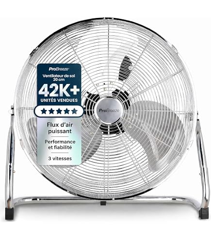 Ventilateur De Sol Rétro Brandson 30 Cm - Métallique Chromé, 3 Vitesses, Inclinable 120° - Rafraîchissement Puissant