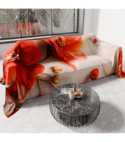 Morbidissimi Telo Copriletto Liberty 260x280 Cm Marrone - Perfetto Per Divano E Letto Matrimoniale
