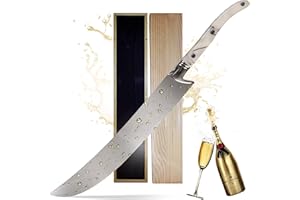 YOUR LIVING ART Champagnersäbel – Edelstahl Säbel für Sommelier mit Holzgriff 42cm - Kellnermesser Profi für Hochzeit & Party, Laguiole Messer für Champagner, inklusive edler Geschenkbox (Weißer Griff)