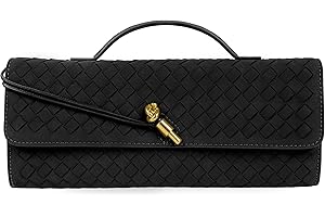 JORYIN Woven Purse for Women Evening Clutch Woven Leather Handbags Crossbody Bag Formal Evening Bag