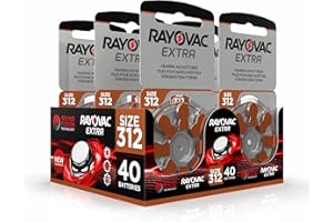 Hearing360 40 Batterie per apparecchi acustici Rayovac Extra modello 312, durata superiore, compatibilità universale, senza mercurio (5 blister da 8 pile)