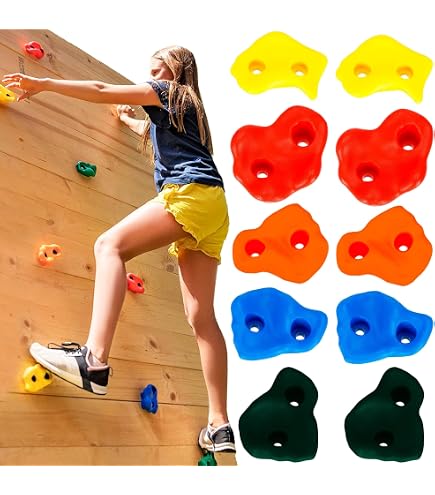 Set De 12 Prismes D'Escalade Pour Enfant – Pierres De Grimpe Multicolores – Installation Facile – Mur D'Escalade Intérieur/Extérieur – Charge 200kg