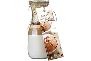 FEUER UND GLAS Backmischung im Glas für Banana Cherry Muffins – Raffinierte Geschenkidee für Backfreunde – Gourmet Backzutaten im Weckglas für Bananen-Kirsch-Muffins – von Feuer & Glas