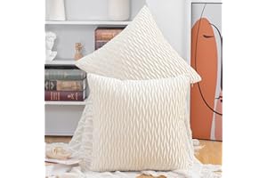 Madizz 2 Pezzi Federe in Velluto Copricuscini Morbido Decorativo Fodere per Cuscino Lusso Stile per Divano Camera da Letto Bianco Quadrate 65x65 cm