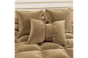 PETTI Artigiani Italiani - Cuscini Arredo in Velluto con Imbottitura, Cuscino per Camera da Letto, Divano Salotto, con Federa a Sacco, Fiocco Tortora - 50 x 40 cm