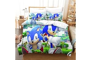 KUFRY Set Di Biancheria Da Letto Con Sonico Modello Copripiumino Con Lampo E Federa Da Morbido E Traspirante Microfibra Per Adulti E Bambino Ipoallergenico Biancheria Da Letto Double（200x200cm）