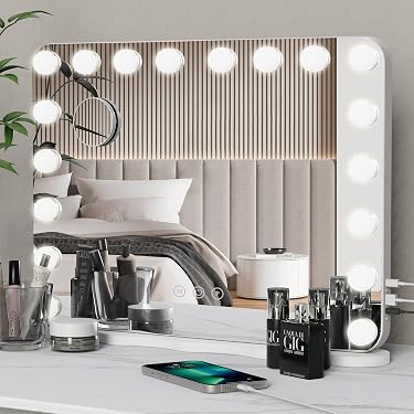 Natseekgo Lumière de Miroir 10 Ampoules Hollywood de Dimmable et 3