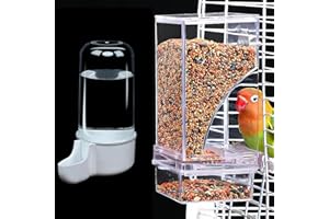 Automatischer Vogelfutterspender,YouXiaor 2PCS Automatischer Futterspender Vögel und Wasserspender Transparentes Acryl Vogelfutterhaus Vogelkäfig für Vögel Papageien Wellensittiche Kanarienvögel