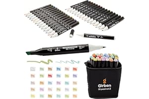 Girben Pantoni Pennarelli Ad Alcool - 30Pennarelli Professionali da Disegno, Marker Pennarelli Punta Pennello, a Rapida Asciugatura, Pantoni Pennarelli di Alta Qualità