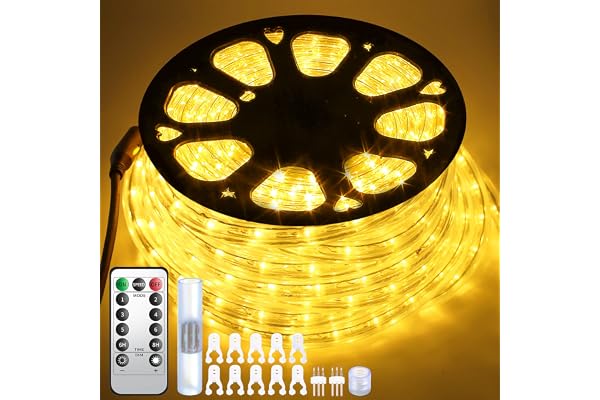 Forever Speed 50M LED Tube Lumineux Exterieur Blanc Chaud Avec Télécommande 6 Modes d'éclairage Minuterie, 1800 LED Tuyau Lumineux Etanche IP65,Tuyau Lumineux LED pour Noël, Jardins