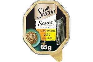 Sheba Sauce Collection in Salsa, Cibo per Gatto con Tacchino, Pollo & Verdure - 22 Vaschette da 85 g, Totale 1870 g