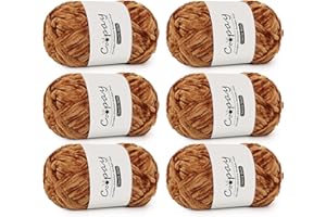 Coopay Lot de 6 pelotes de laine chenille pour crochet, 100 g de fil chenille doux et velouté, épaisse et moelleuse, pour tricot, chaude, pour couvertures, écharpes, bonnets, kaki