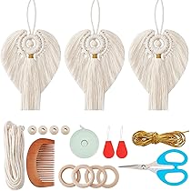 FREEBLOSS Juego De 2 Piezas De Macramé Para Pared, Kit De Macramé Para Principiantes Con Video Tutorial, Macramé, Decoración Bohemia Para Colgar En La Pared, Borlas De Macramé, Decoración Colgante De