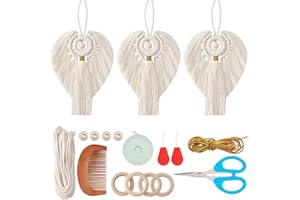FREEBLOSS 3 Set DIY Macrame Angel Kit Angel Hanging Ornament Boho Macrame Wall Hanging Decor Macrame Christmas Decorations Gift for Mom